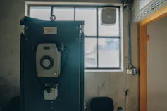 A prison phone booth