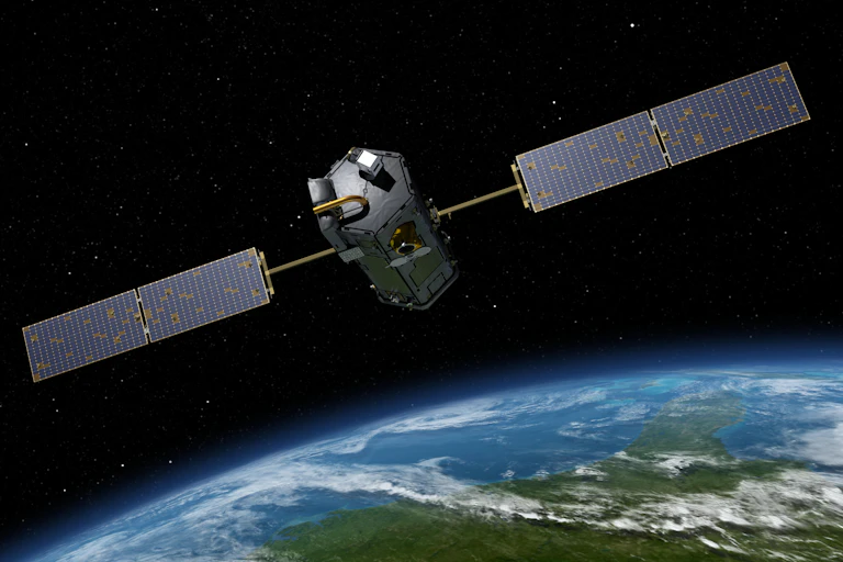 A satellite hovering over earth