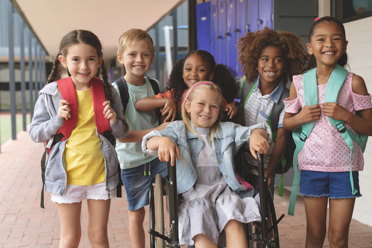 group of kids at school