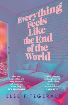 Book cover: Everything Feels Like the End of the World by Else Fitzgerald (a moodily-lit couch)