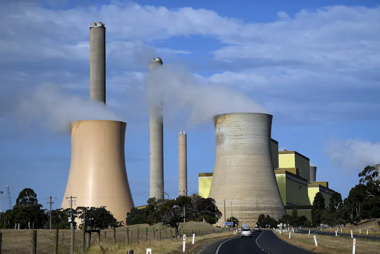 Coal-fired power station at the end of a road