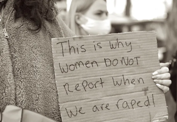 Protester holding a sign