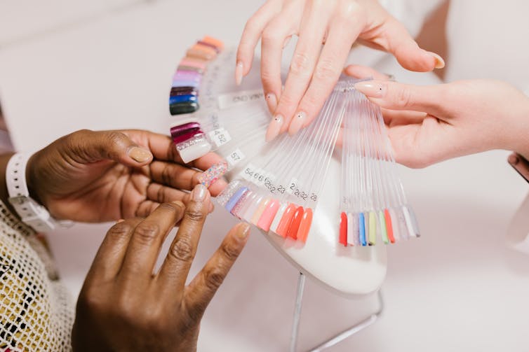 nail colour selection in salon