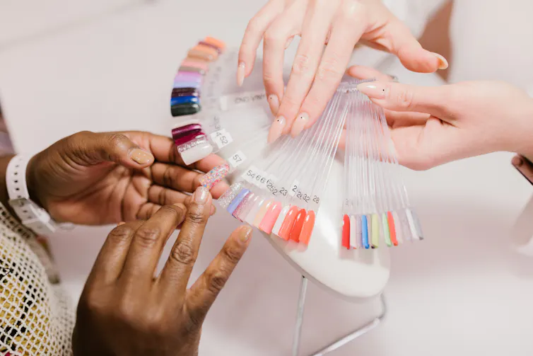 nail colour selection in salon