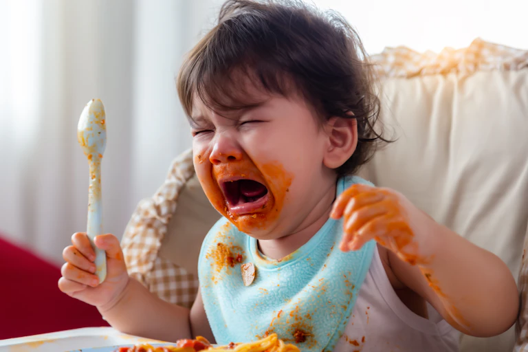 A toddler having a tantrum.