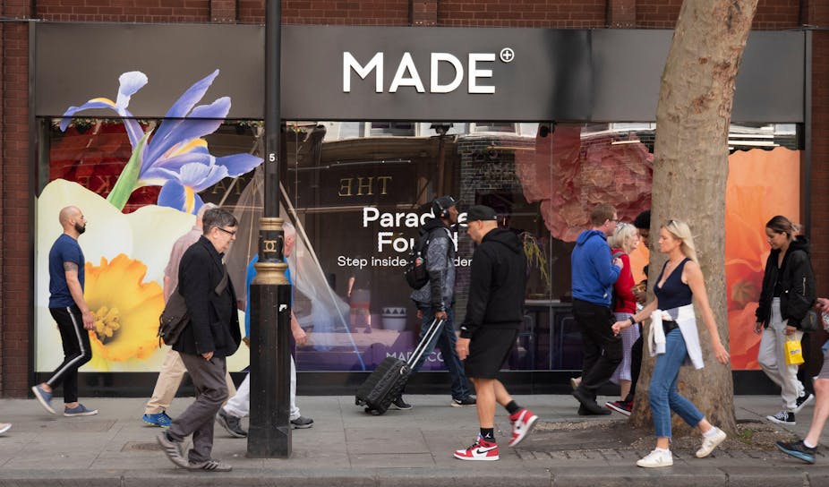 People walk past the London showroom of Made.com, the online furniture retailer.
