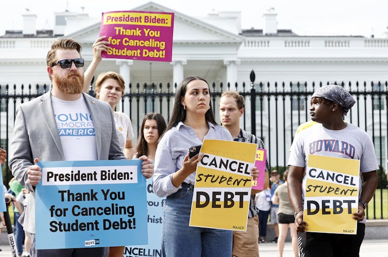 students rallying for student debt cancellation