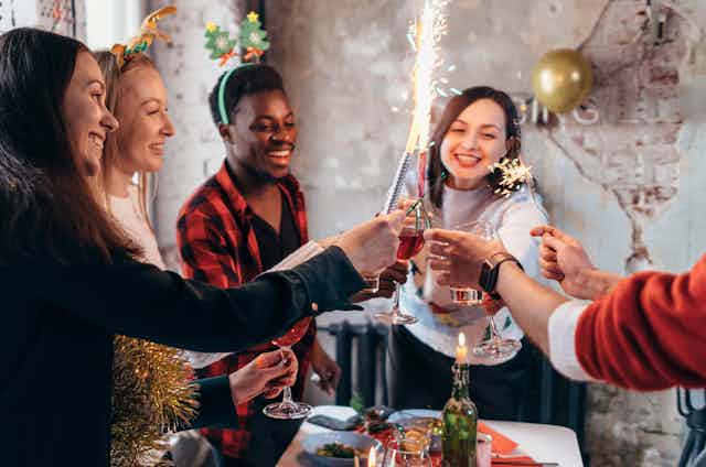 A group of young people having a party.