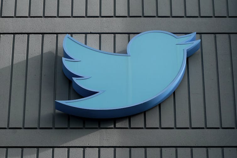 The Twitter symbol on the company's headquarters in San Francisco.