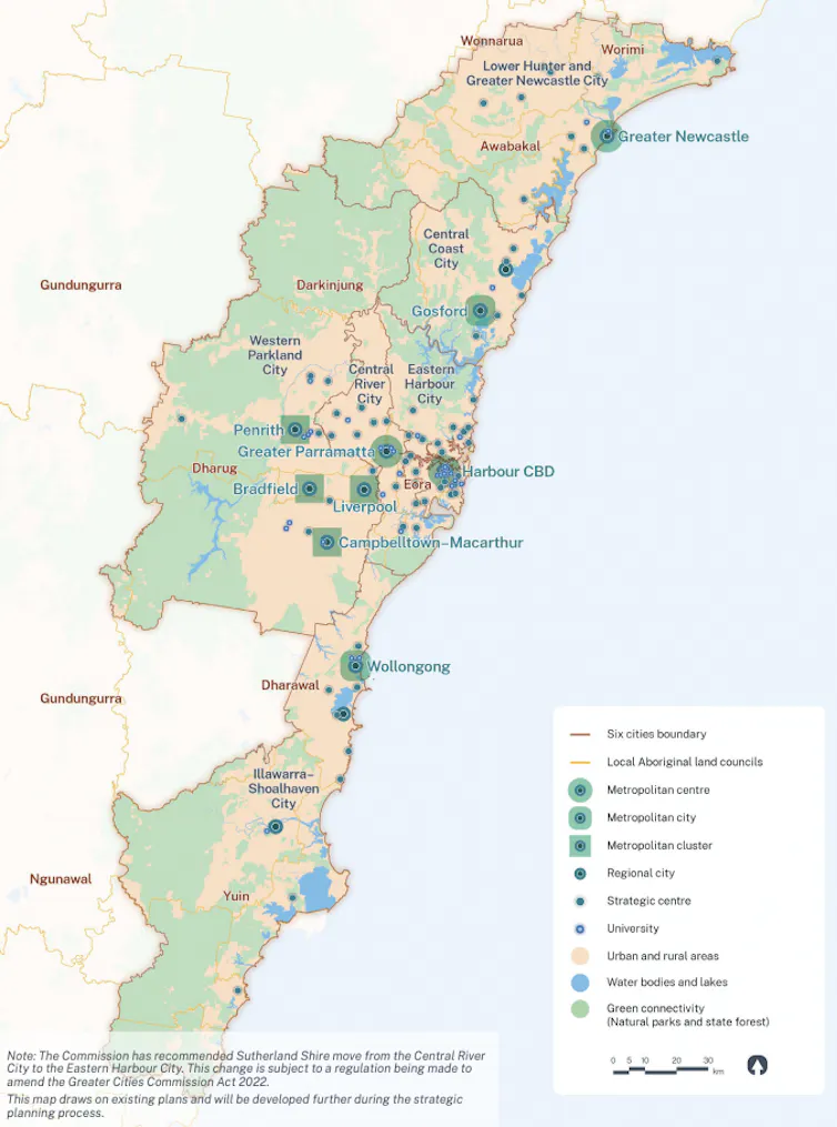 Map showing the Six Cities Region of NSW