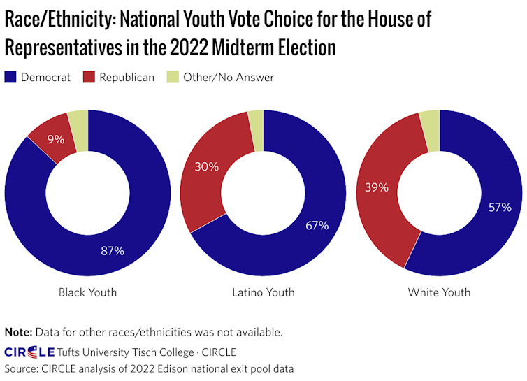 Graph showing estimation of young people turnout in US midterm elections for the House of Representatives by race/ethnicity