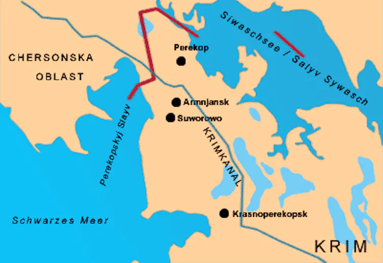 Locator map of Perekop Isthmus in Crimea.