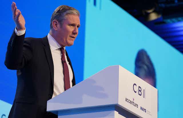 Keir Starmer during his speech at the annual CBI conference.