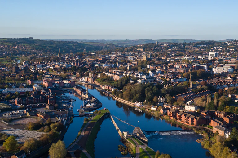 Aerial view of small city