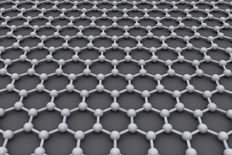 A model of carbon molecules linked together in a single layer.