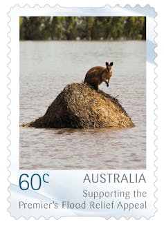 2011 floods stamp kangaroo