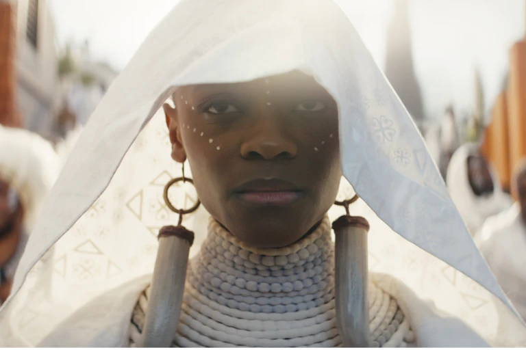 A woman in white.