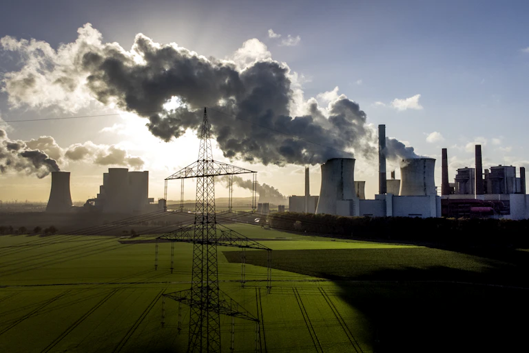 Steam rising from a coal-powered plant in Niederaussem, Germany