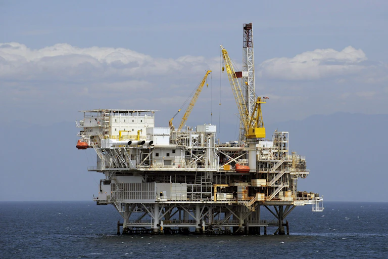 An offshore oil drilling platform.