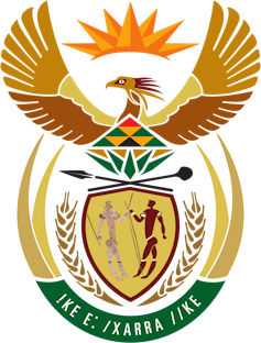 A diagram of an emblem with a rising sun at the top, a bird with vast wings, a shield with an image of two indigenous people shaking hands, and elephant tusks at the bottom.
