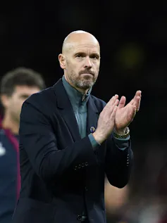 Manchester United's manager Erik ten Hag clapping after a game
