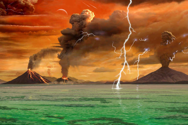 An artist's impression of the Archean Earth.
