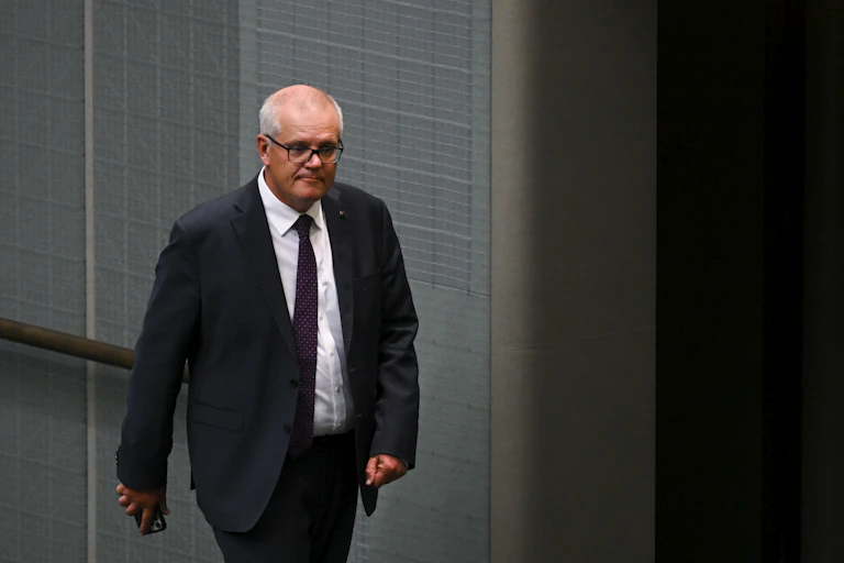 Former Prime Minister Scott Morrison leaving the House of Representatives