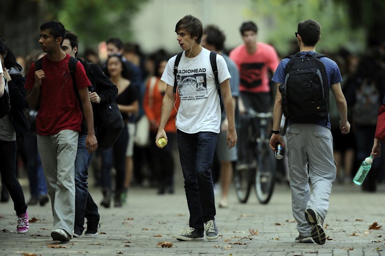 Students on campus at Melbourne University.