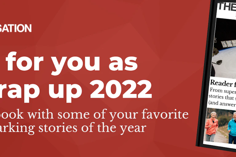 A graphic saying "A gift for you as we wrap up 2022. A special e-book with some of your favorite curiosity-sparking stories of the year