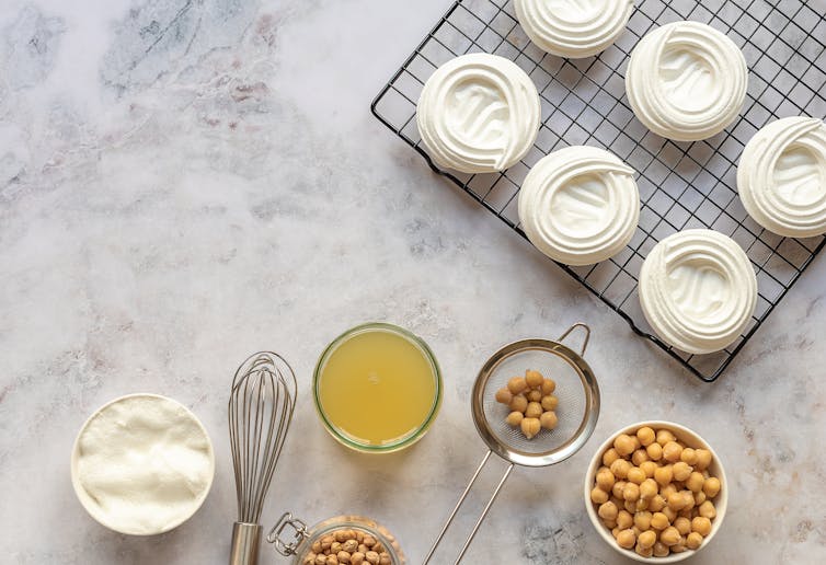 Meringues and chickpeas.