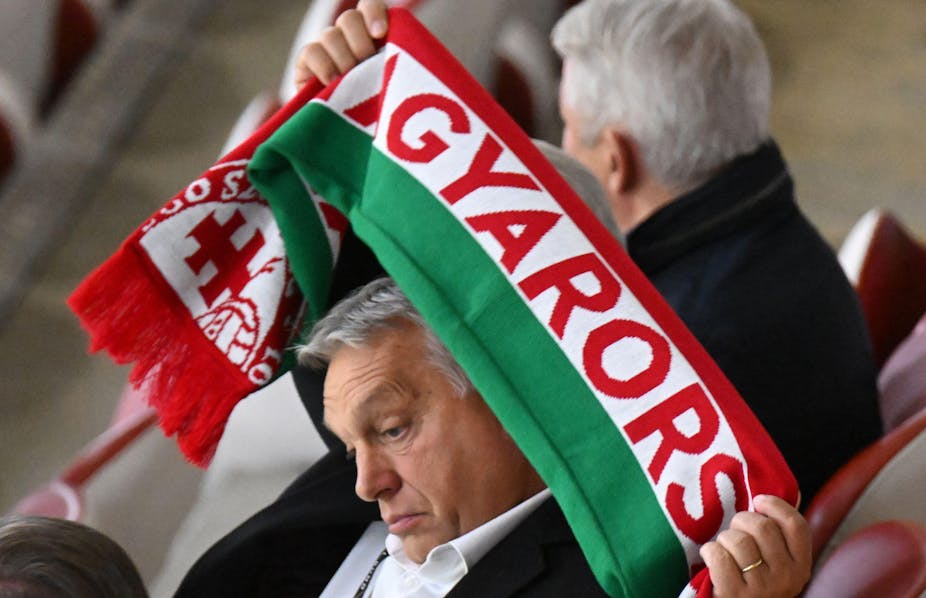 Orban at the Nations League football tournament earlier in the year.