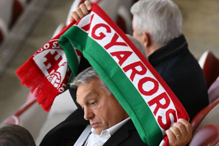 Orban at the Nations League football tournament earlier in the year.