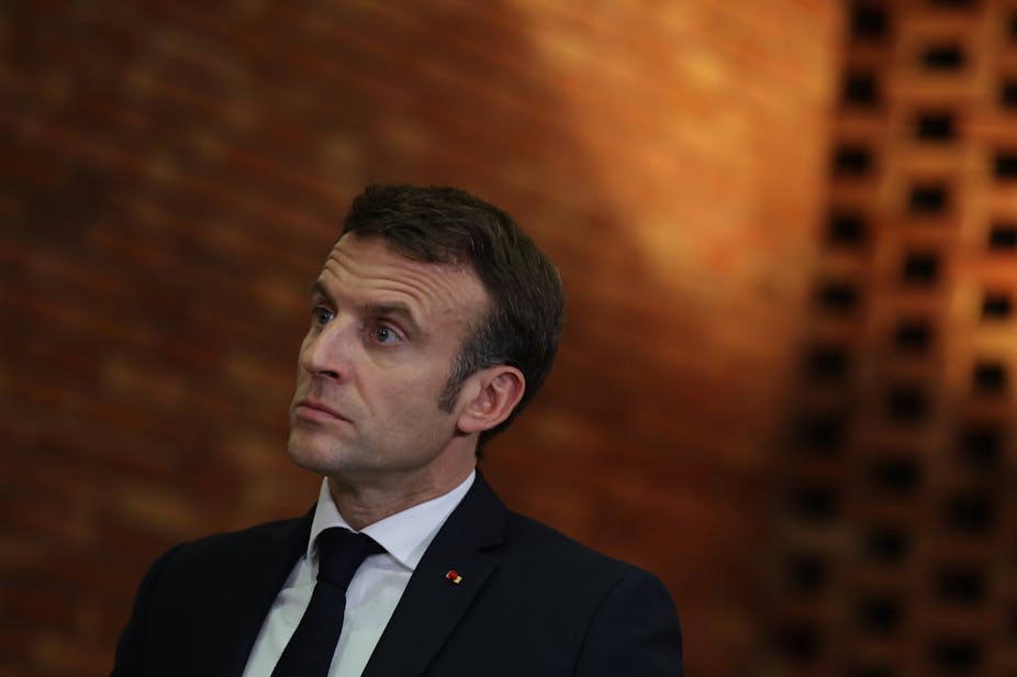 Emmanuel Macron lors d'une conférence sur la lutte contre les violences faites aux femmes le 25 novembre à Dijon. 