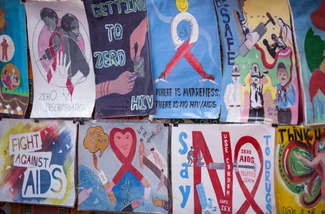 A series of posters about preventing and treating HIV-AIDS.