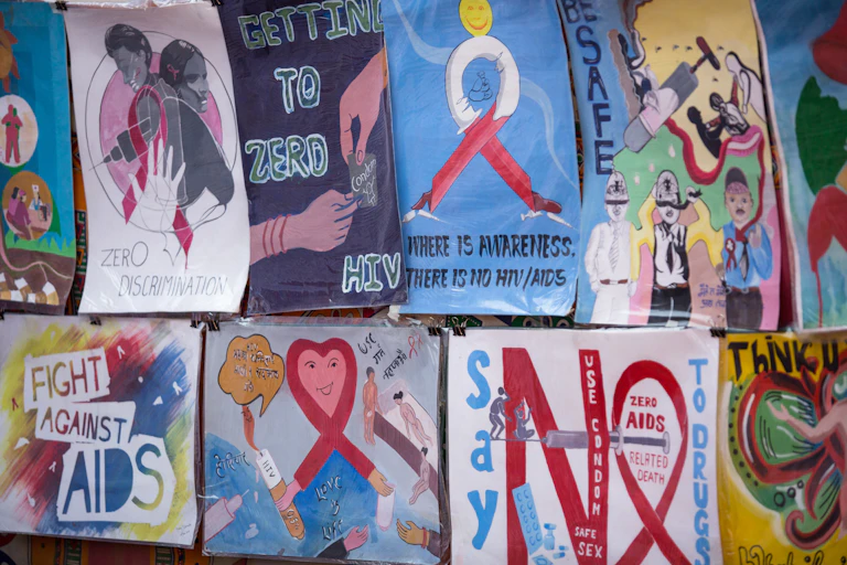 A series of posters about preventing and treating HIV-AIDS.