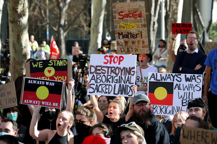 People protest the Juukan Gorge destruction