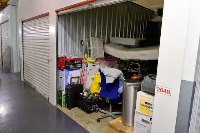 Rented storage unit full of household goods