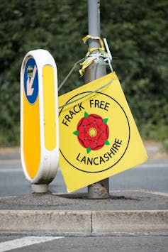 Sinal 'Frack free Lancashire'