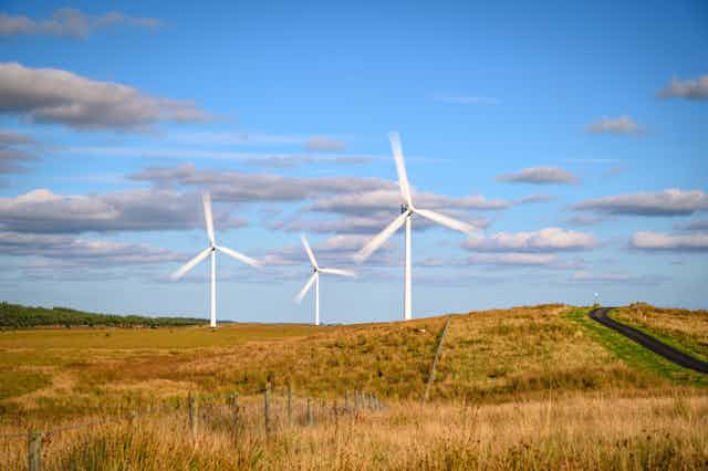 Wind farms on hillside