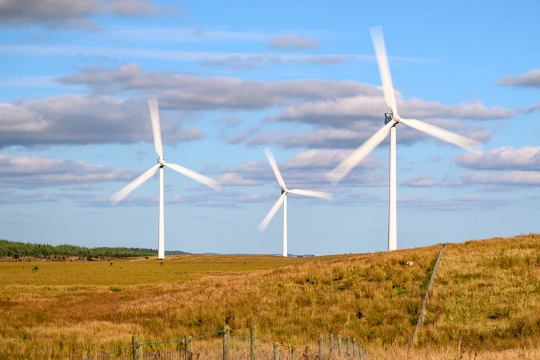 Wind farms on hillside