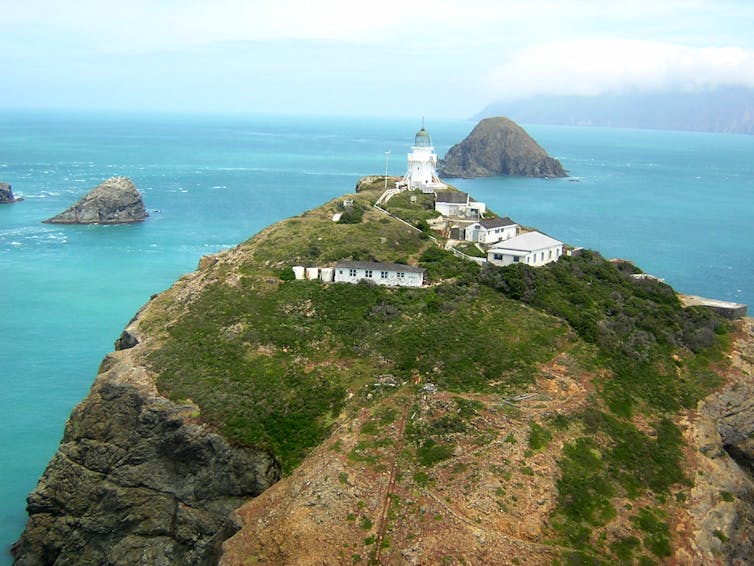 Aerial view of Ngāwhatu-Kai-ponu (Brothers Islands)