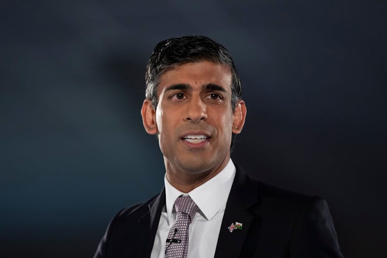 Head and shoulders shot of UK prime minister Rishi Sunak at an event in Cardiff, Wales in August 2022.