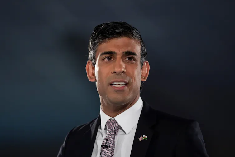 Head and shoulders shot of UK prime minister Rishi Sunak at an event in Cardiff, Wales in August 2022.