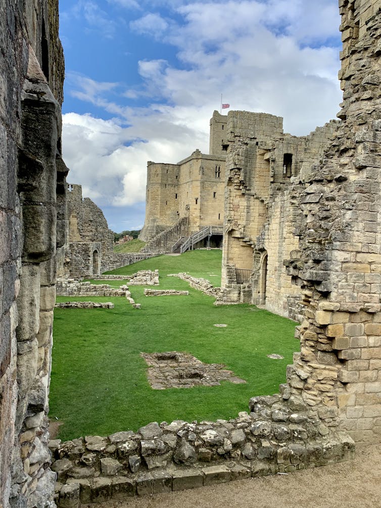 A ruined castle building.