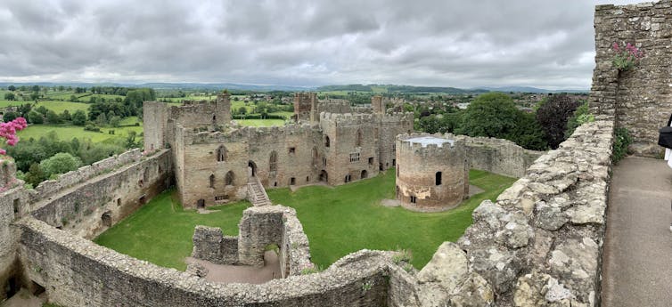 A ruined castle building.