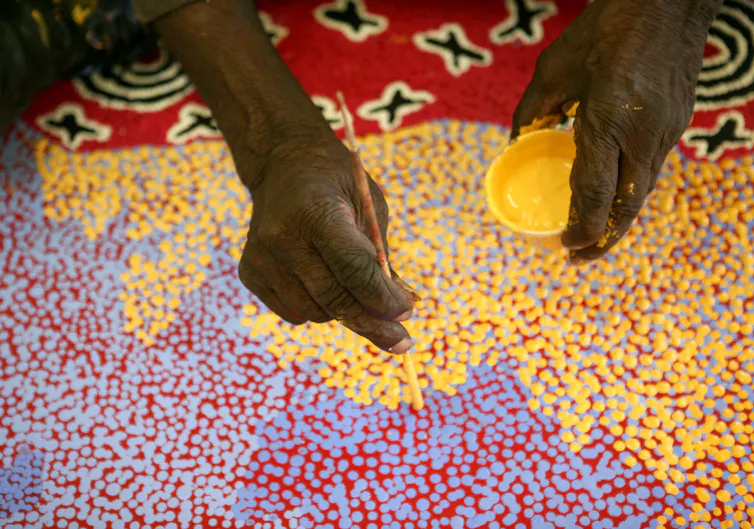 Indigenous hands painting.