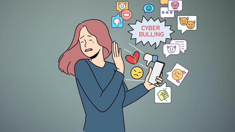 Illustration of young person receiving online abuse