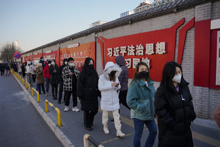 People lining up in China.
