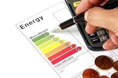An energy efficiency rating scale ranked from A (most efficient) to G (least efficient).