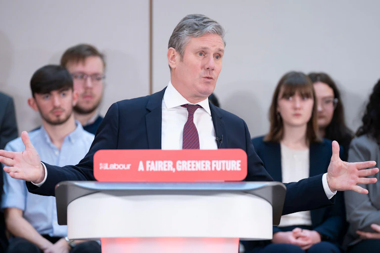 Keir Starmer giving a speech.
